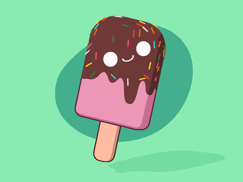 Poppy, now sprinkly (#003) b3d blender blender3d cell shading clean cute ice cream illustration popsicle