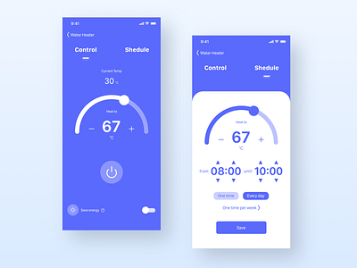 Water Heater design interface ios mobile smarthome ui ux waterheater