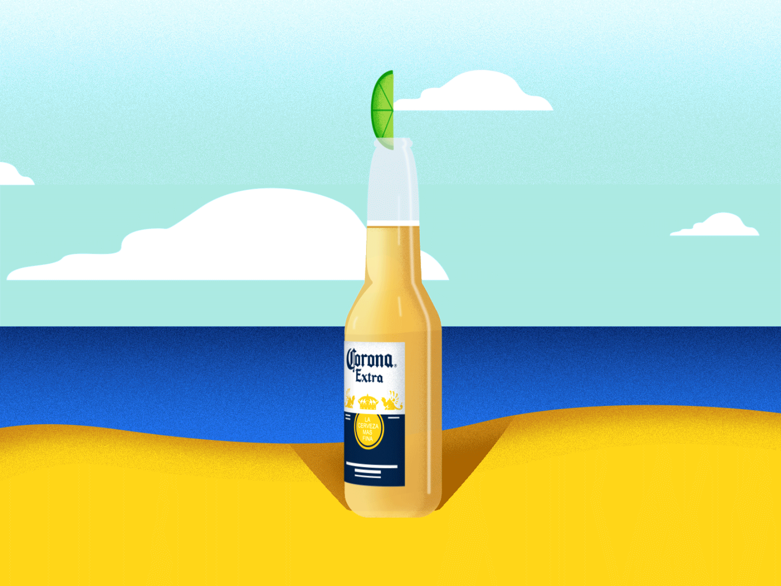 CORONA BEER 2d 2d animation 3d aftereffects animation beach beer colors fake 2d illustration sea sky summer sun vector