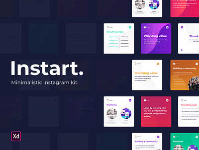 📱 Instagram Design Kit | Instart adobe xd basic branding community content customizable dark design fluid instagram instagram post instagram template light minimalistic mobile simple social media theme ui ux