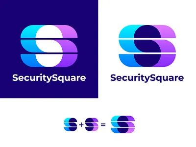 SecuritySquare brand branding fingerprint icon letter logo mark monogram s security shield square