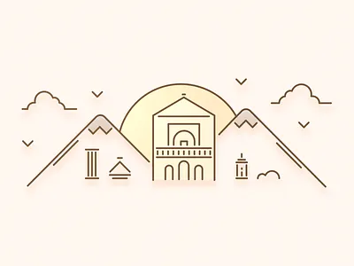 Marrakesh City Illustration city city illustration clouds history morocco mountains sunset