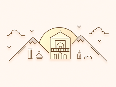 Marrakesh City Illustration city city illustration clouds history morocco mountains sunset