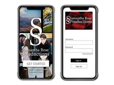 Samantha Rose Productions Sign up Page app branding design ui xd design