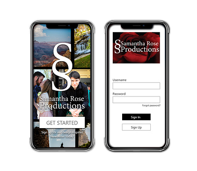 Samantha Rose Productions Sign up Page app branding design ui xd design