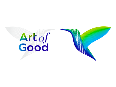 Art of Good, colorful Colibri / hummingbird logo design art for good blends brand identity branding colibri colorful creative flat 2d geometric good hummingbird lines logo logo design vector icon mark symbol