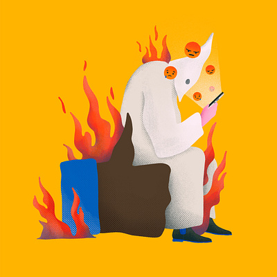 Kill KKK editorial emoji facebook illustration smartphone social media