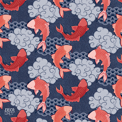 Lucky Koi design illustration pattern design vector