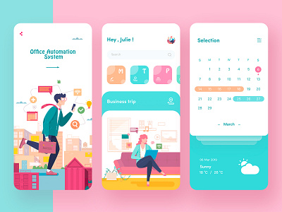 Office Automation App Pages app design ui ux