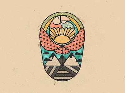 Nest of life biodiversity bird distressed guadalajara halftone halftones illustration life mexico mountains nest patterns rainbow sun sunrays texture tucan