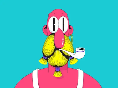 random guy beard cartoon character colourful design flat illustration illustrator man style