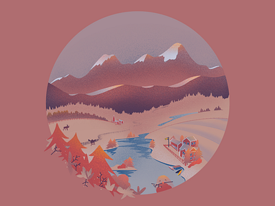 Sweden 🇸🇪 adventure colors digitalart flat flatdesign gradient illustration landscape moutain procreate purple simple småland sunrise sweden texture ui ux vector web