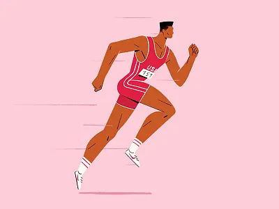 Carl 100 meters athletic athletic sport athletics fast flat illustration move movement procreate quick race rapid retro run runner running running man simple