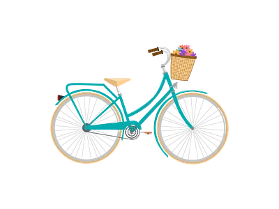 City bike with basket of flowers design illustration vector
