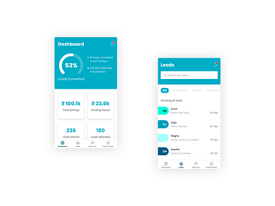 Lead Tracker app clean design flat illustration illustrator minimal mobile ui ux