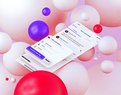 OLMO App - Thread and Meeting invite 3d app c4d community icon ios mobile social ui