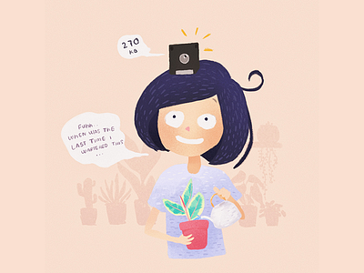 Forgetful Plantlady illustration plant planter plantlady procreate