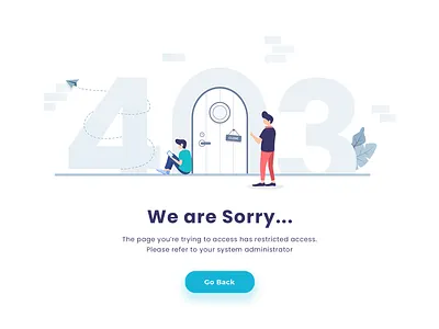 403 Forbidden Page - Access Denied blue design error error 403 flat illustration placeholder typography ui website white