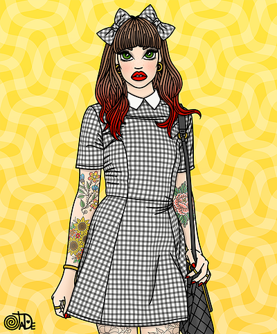 Gingham Girl autumn candy doll club fabric fall fashion fashion illustration fashion illustrator gingham illustration tattoos