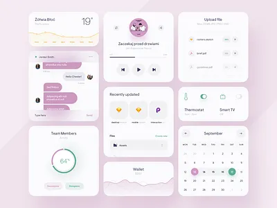 App widgets / UI Elements app application clean colors design gradient minimal round ui ux widget