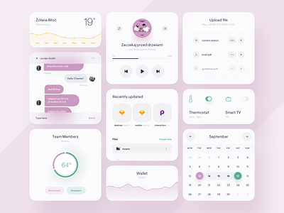 App widgets / UI Elements app application clean colors design gradient minimal round ui ux widget