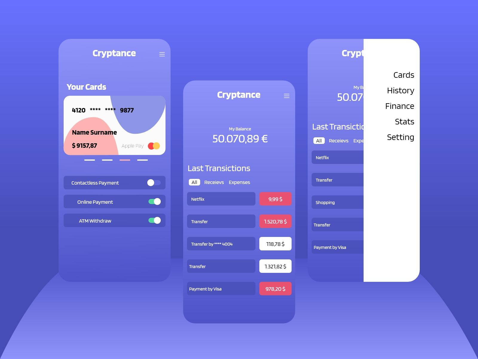 Example of Cryptance | Wallet App