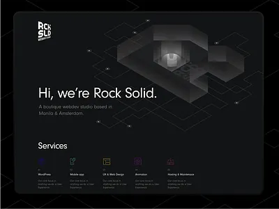 Rocksolid Landing Page design illustration isometric design redisign ui ux vector webdesign