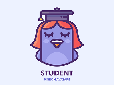 Student app avatar bird character girl google graphics hero icon illustator illustration pigeon profile series set sticker student subway vector woman