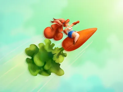 rocket-carrot carrot character concept creative fantasy fly girl illustration
