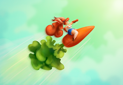 rocket-carrot carrot character concept creative fantasy fly girl illustration