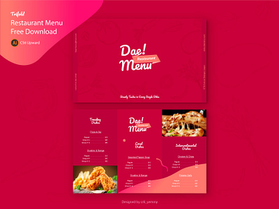 Restaurant Menu Freebie concept food and drink food delivery freebie illustraion illustrator local restaurant restaurant menu sweet tasty trifold template