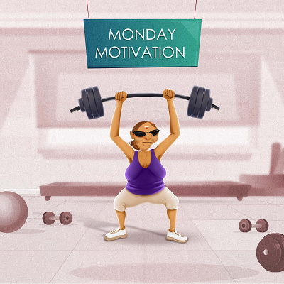 when grama can do workout at her age what's your motivation? characterdesign creative design design graphic art illustration