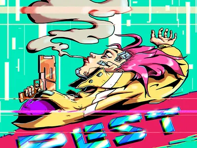 Rest acid colorful conceptart cyberpunk gameart glitch illustration illustrator photoshop videogames