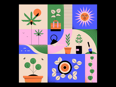 Spring Equinox 2019 design geometric illustration minimal plants shapes spring sun vector