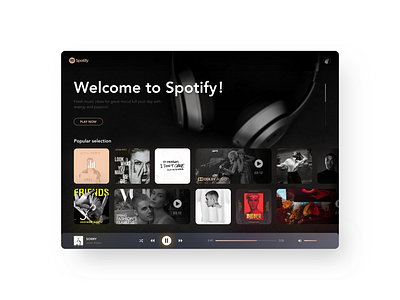 Spotify Redesign app branding design flat icon type ui vector website