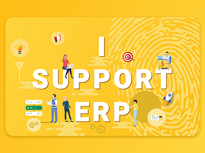 ERP corporate design enterprise resource planning erp erp implementation idea illustration logo poster design sap support thumbprint ui ux vector visual design web