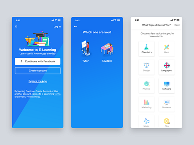 Education app - Register for student flows app clean ui clear design design education fast illustration ios app login design material design mobile ui pattern design ui user experience user inteface