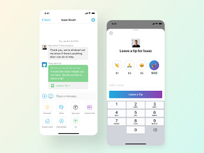 Leave a Tip app design flat typography ui ux