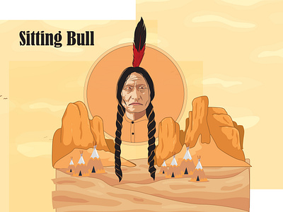 Sitting Bull - animation design designs illustration portrait illustration vector vector illustration