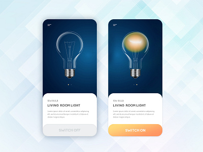 Smart Home UI Screens black ui blue bulb button design flat lighting switch ui uiux vector