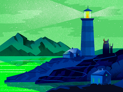 Lighthouse Illustration art design design studio digital art digital artwork digital illustration digital painting fantasy graphic design illustration illustration art illustrator landscape landscape illustration lighthouse night procreate sea