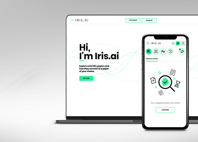 Artificial Intelligence App (Iris.ai from Norway) animation app app design design icon illustration system design ui ux website