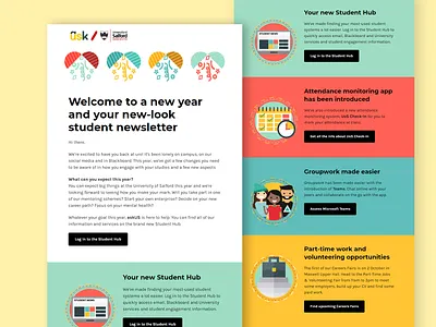 Student Newsletter Design design digital email design graphic design illustration newsletter design typography ui university of salford vector © sasha wates