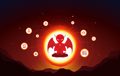 Vector Illustration for FireDaemon (Software Company) app app design character design dark theme demon digital artwork illustration software company vector