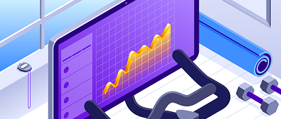 Healthcare & Life Sciences - Solutions Brief bike future gradient gym health healthcare illustration illustrator industry isometric life peloton sciences solutions vector weights