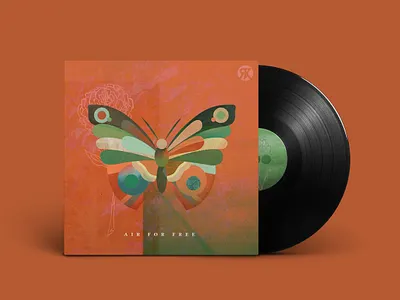 Air For Free album cover design butterfly design graphic design illustration texture typography