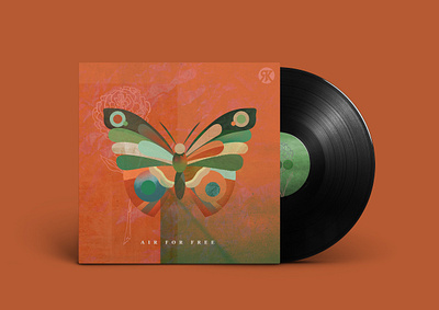 Air For Free album cover design butterfly design graphic design illustration texture typography