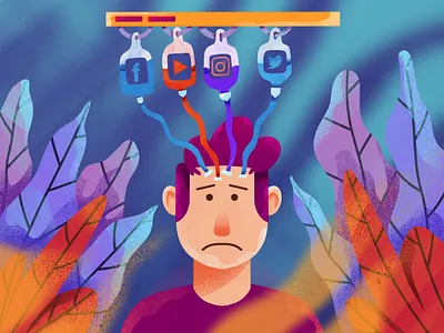 Social Media Addict app concept design gradient color graphic design illustration logo 3d ui ux web