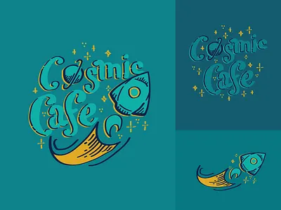 Cosmic Cafe Logo illustrator logo logodesign rocket logo rocketship space vector