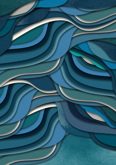 |Blue Waves| digital digital art digital painting papercut papercutart photoshop